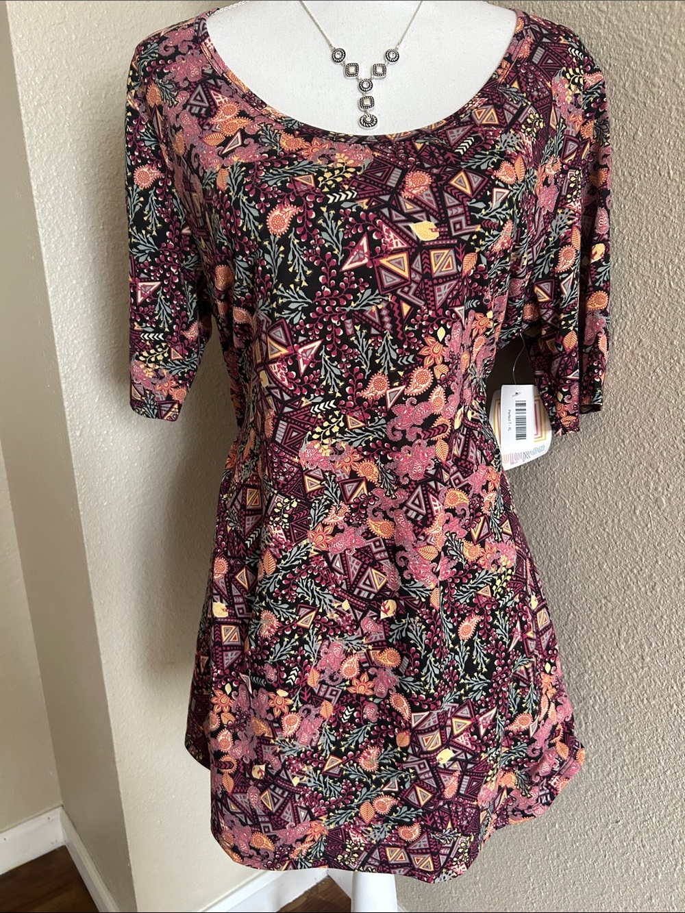 LuLaRoe Multi Floral Geometric Scoop Neck Tunic
